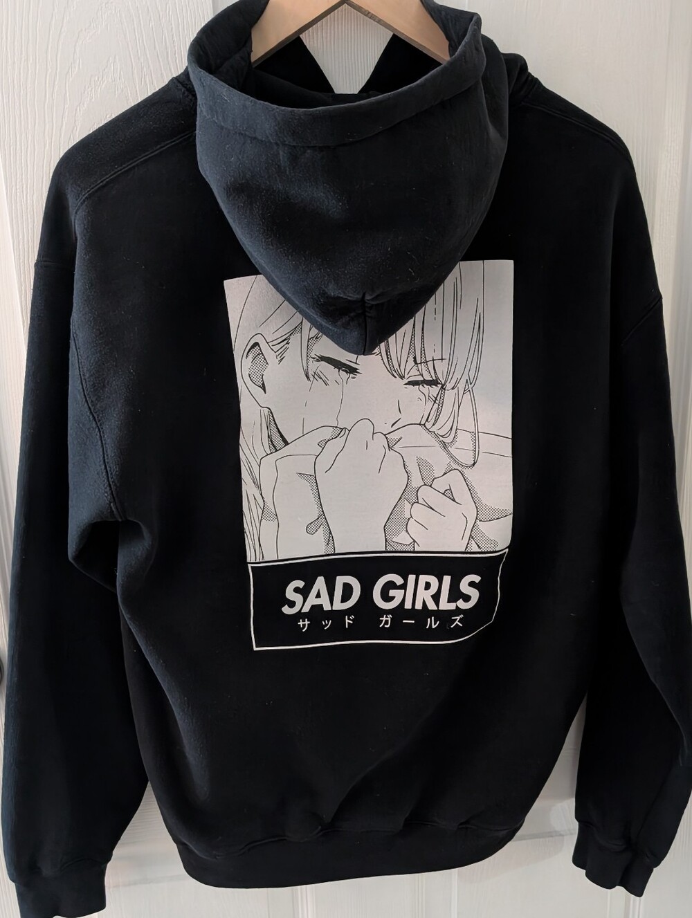 Animebae Sad Girls Black Anime Graphic Streetwear Hoodie, Manga